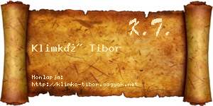 Klimkó Tibor névjegykártya
